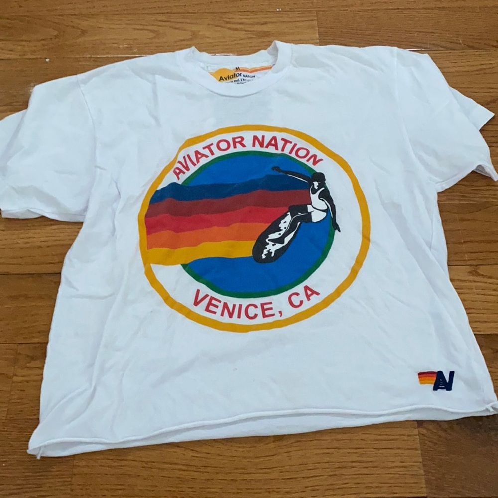 white aviator nation logo tshirt